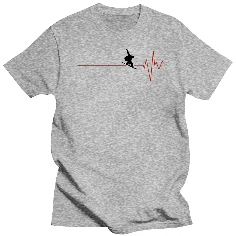 New Design Men Tee Shirt Tops Short Sleeve Cotton Fitness T-Shirts Snowboard Heartbeat. Stylisches Design Your Own T Shirt