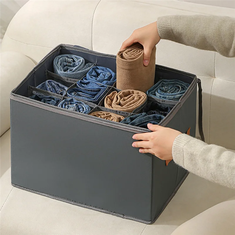 HLZS-حلول تخزين الأحذية للخزانة - عبوتان من منظم الأحذية مع غطاء شفاف ومقابض متينة باللون الرمادي