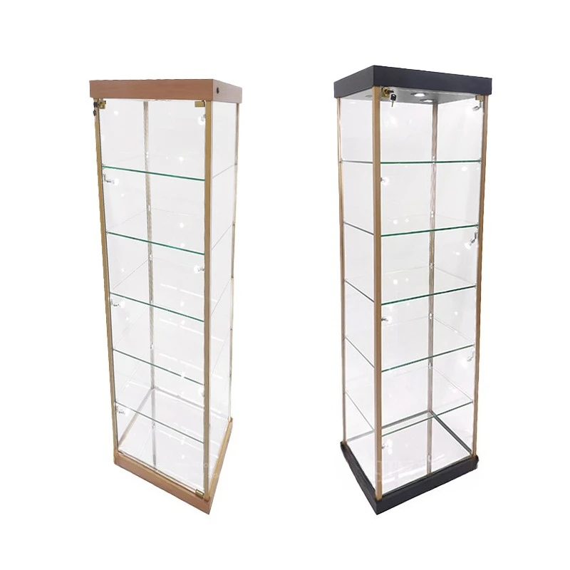 Glass Shelf Display Retail Store Glass Display Cabinet with Light Emitting Diode