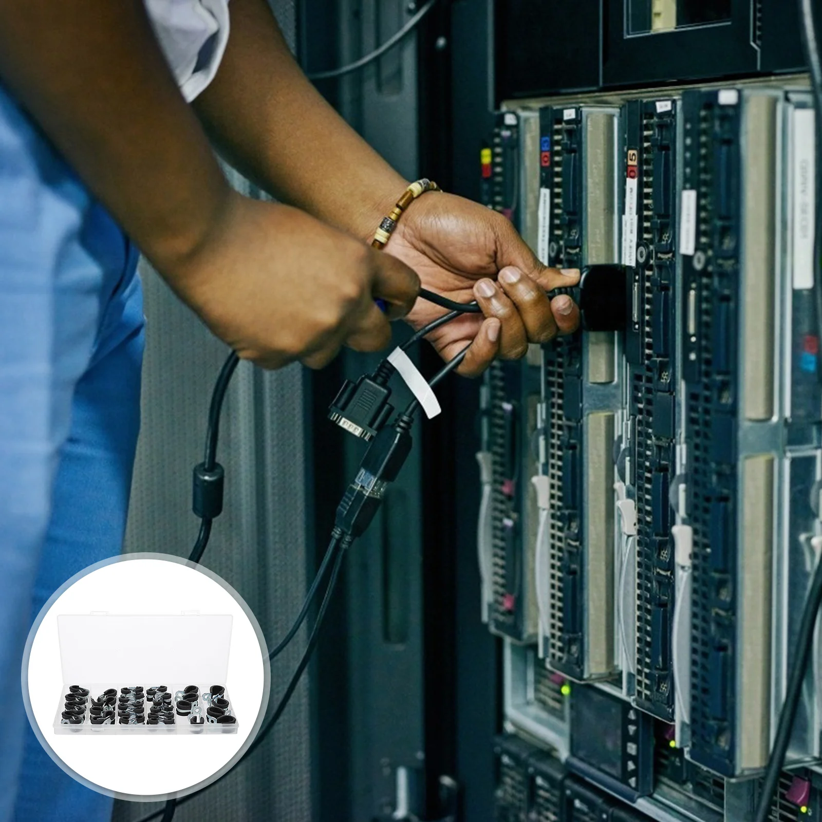 

42Pcs Durable Cable Clamps Assortment Kit Rubber Cushioned U Type Design for Wire Management Industry Automotive