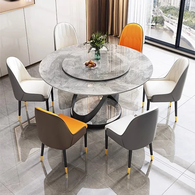 Italian Minimalist Dining Table Luxury Nordic Vintage Round Dining Table Modern White Juegos De Comedor Kitchen Furniture