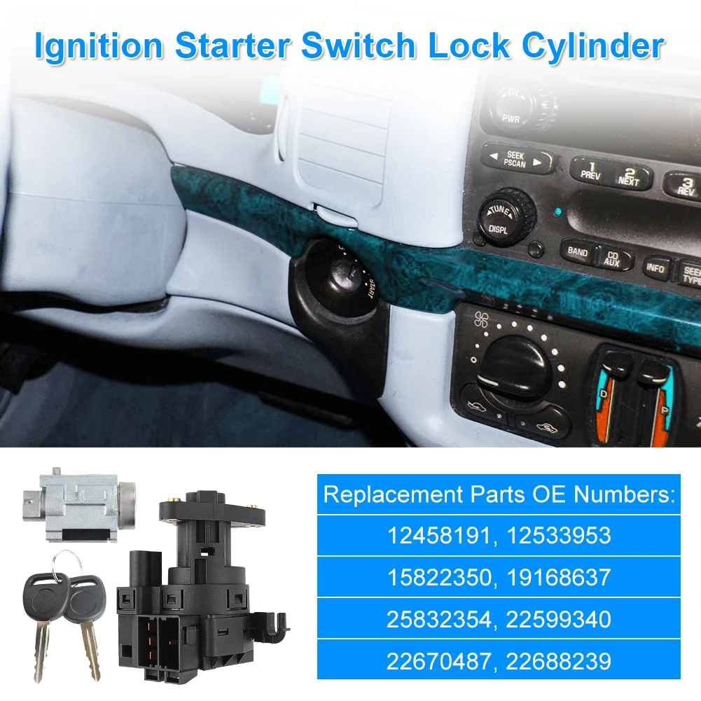 

Цилиндр замка зажигания с 2 ключами для Chevy Impala 2000-2005 годов для Chevy Monte Chevy Malibu Classic 12458191 22599340