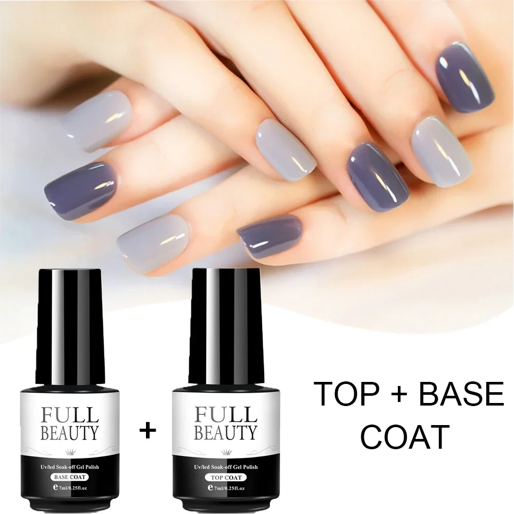 7ml Top Base Coat Gel Polish Long Lasting Soak off Gel Varnish Shiny Sealer Nail Art Manicure Color Gel LACQUER