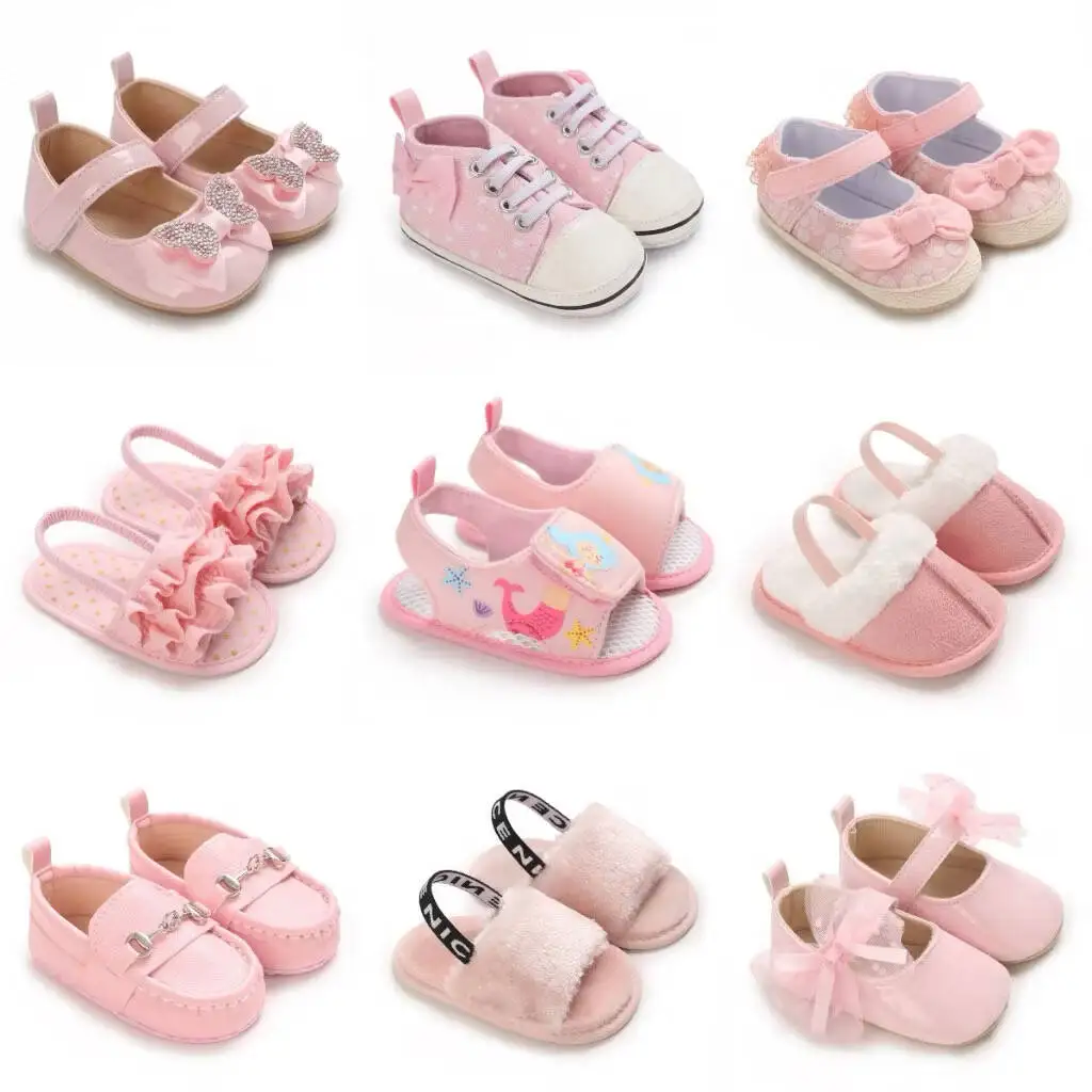 Spring and Autumn Baby Cute Pink Walking Shoes 0-12 Months Comfortable First Shoes for Baby Girls
