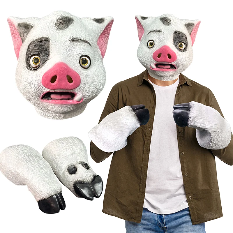

Premium Cute Pig Head Mask Animal Piglet Dress Up Hat For Halloween Christmas Party Costume Halloween Carnival Masquerade