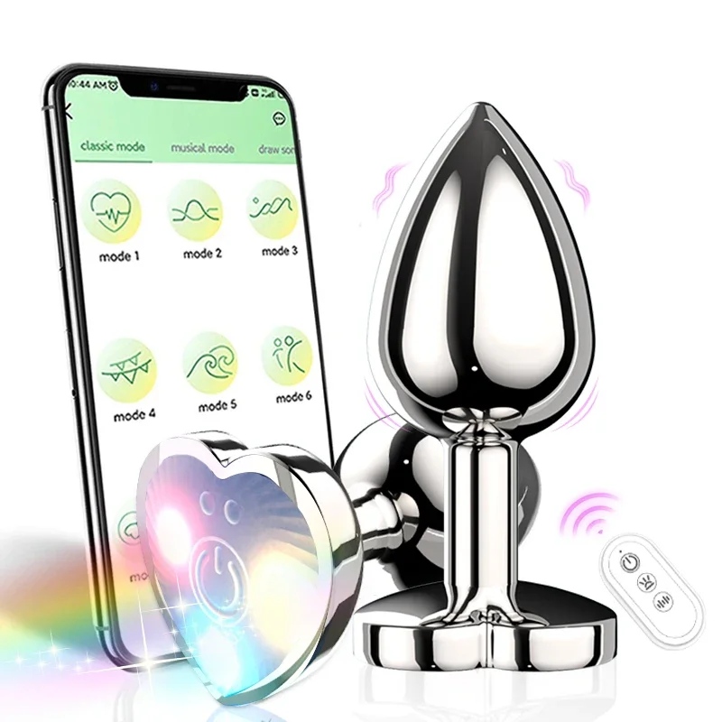 Vibrating Remote Heart-Shaped App Control Man and Woman Metal Plug Adult Luminous Electric Anal Dildo Couple Intimate Toys