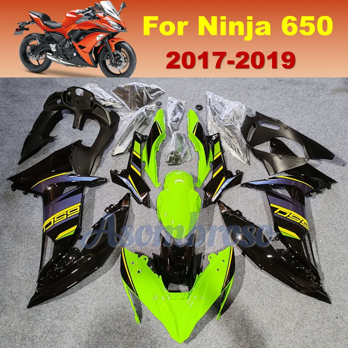 Ninja 650 2017 2018 2019 Full Fairing Kit ABS Injection Molded Bodywork Set EX650 17 18 19 ER 6F