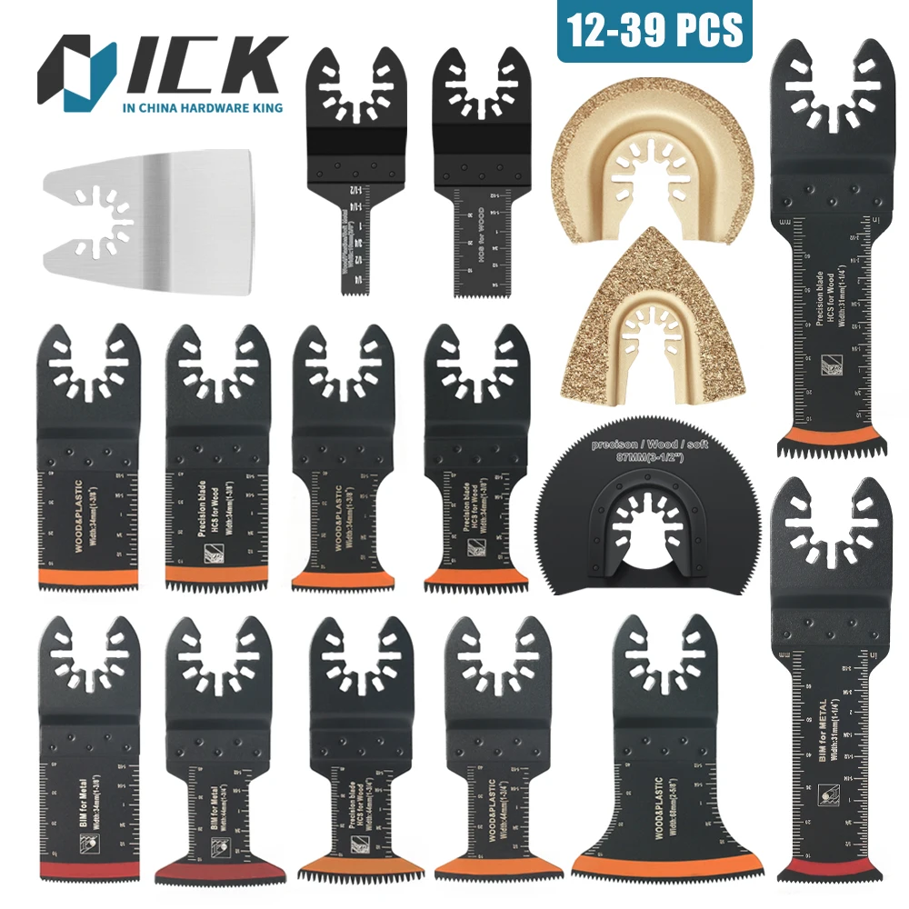 

Japanese Tooth Carbide Oscillating Saw Blade Kit 10-39Pcs Arc Edge Oscillating Multitool Blades Precise Cut for Wood PVC Iron