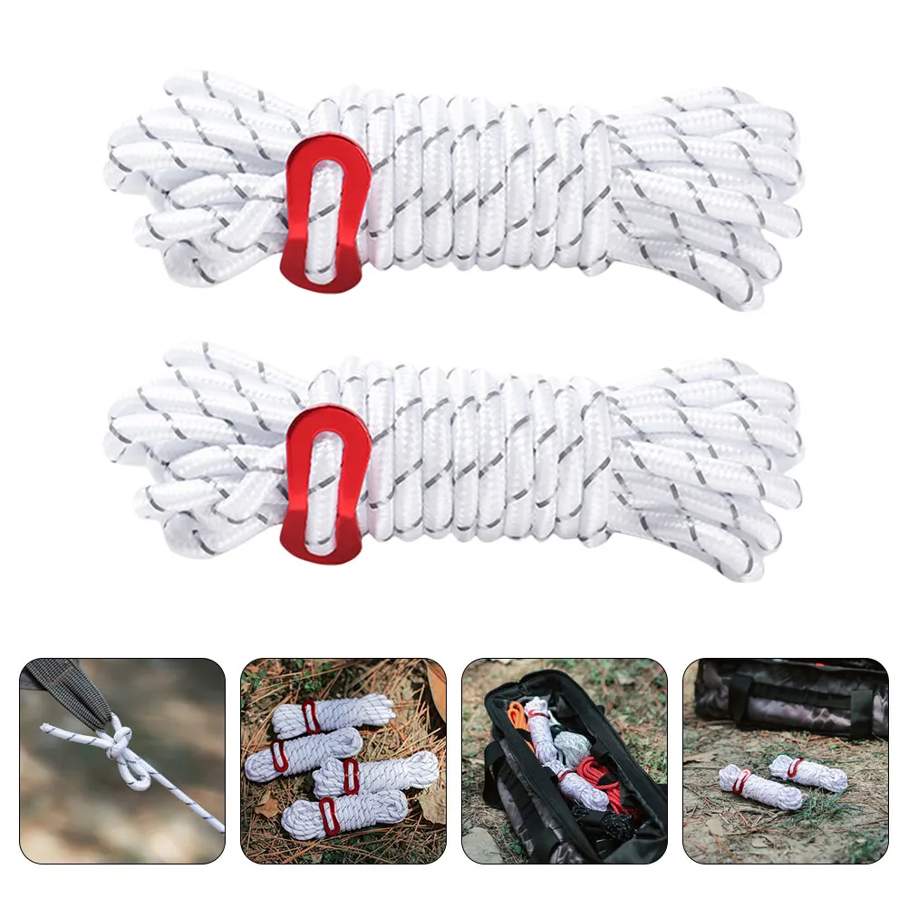 

2pcs Windproof Hanging Ropes 10M Adjustable Outdoor Tent Tying Rope For Camping Hiking Clothes Hanging Strap Lightweight Guy