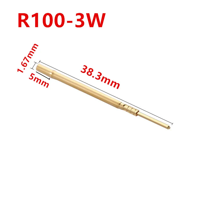 100PCS R100-3W Test Pin Length 38.3mm Brass Metal Spring Test Probe Nickel Plated Gold Tool For  Industrial Instrument