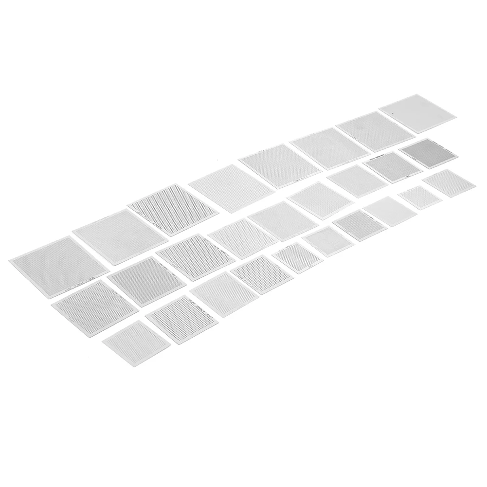 27Pcs/Set For BGA Universal Stencils Reballing Reball Rework Net Heated Template Set Tin Plant for Desktop Laptop Repair