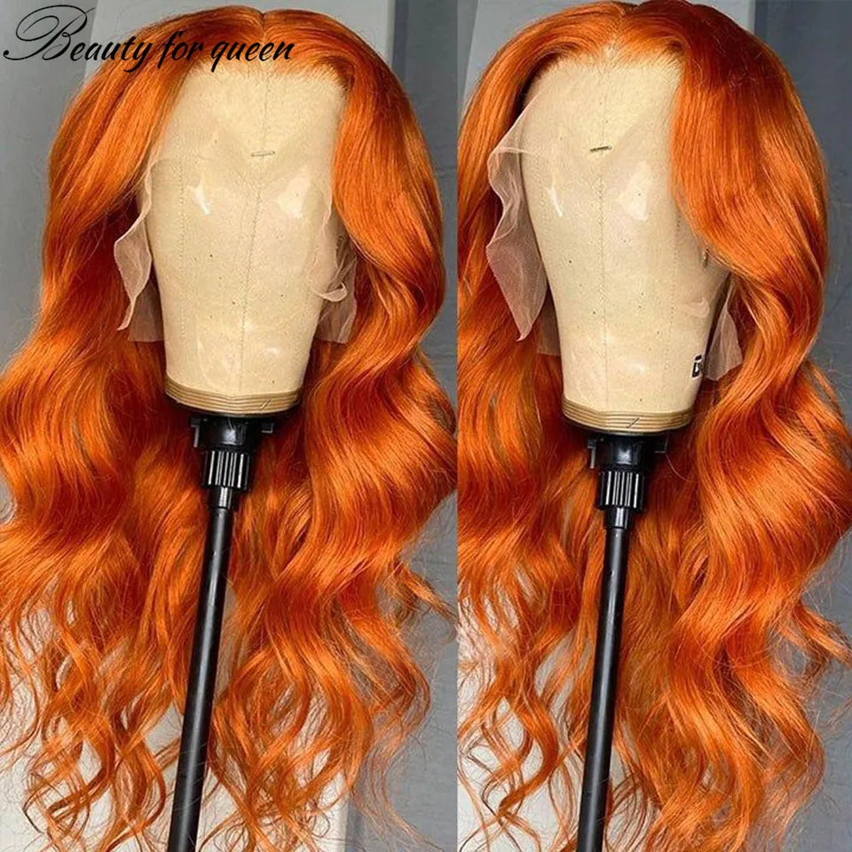Fashion Style Women Beauty Glueless Virgin Human Hair Wigs Colored Giner Full Density Straight Lace Front Wig High Quality