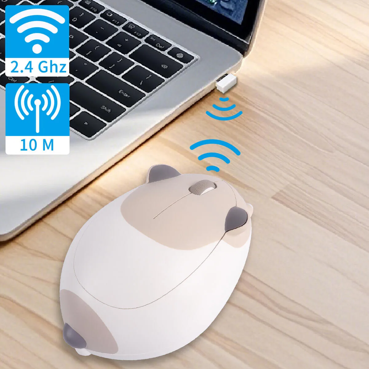 Creative Cute Kitten Tri-mode Mouse 2.4G Bluetooth Wireless Ergonomic 1200 DPI USB Kawaii Capybara Mice for Laptop PC Kids Gifts