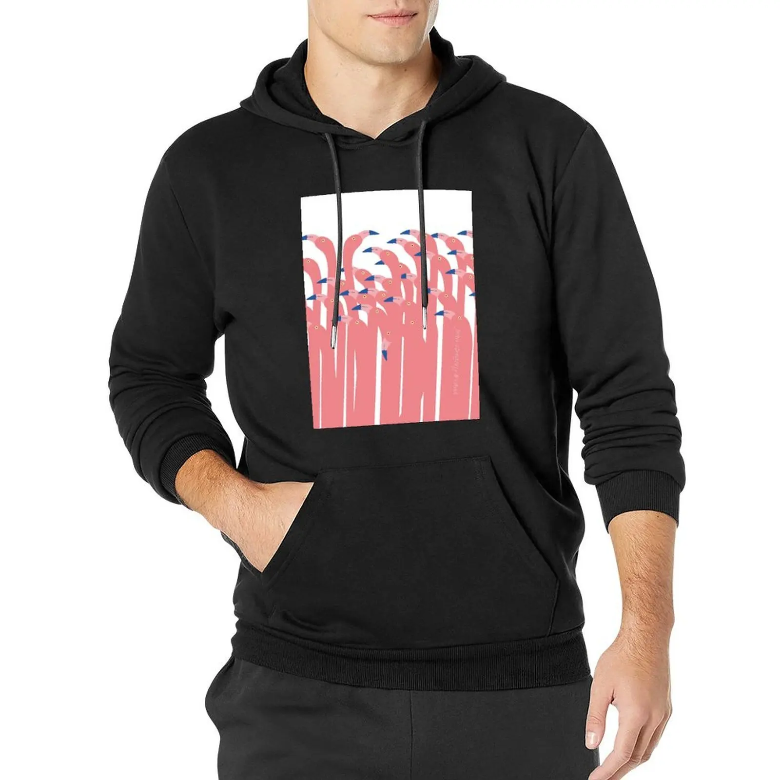 

POETIC PINK FLAMINGO DANCE Pullover Hoodie autumn men wear graphic hoodie