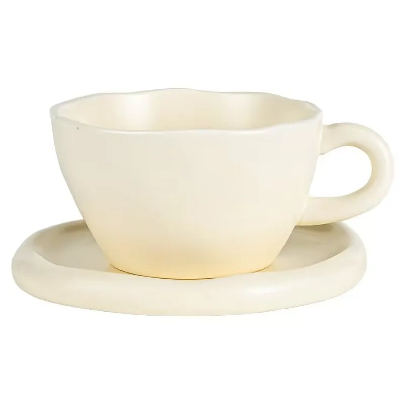 

Cream texture mug, ceramic cup, exquisite afternoon cup, high-value couple's water cup, coffee cup and saucer set