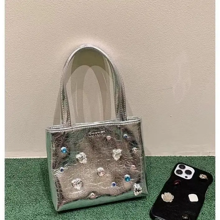 Bolsa Diamante All Match para mulheres, bolsas de ombro monocromáticas, Office Lady Class, estilo simples, pressão magnética, moda de luxo, nova