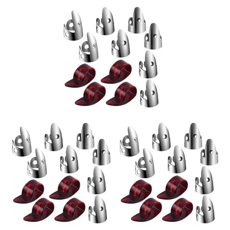 

Набор регулируемых медиаторов для пальцев и большого пальца, включает 24 медиатора из нержавеющей стали и 12 пластиковых медиаторов для большого пальца, для гитары и банджо.