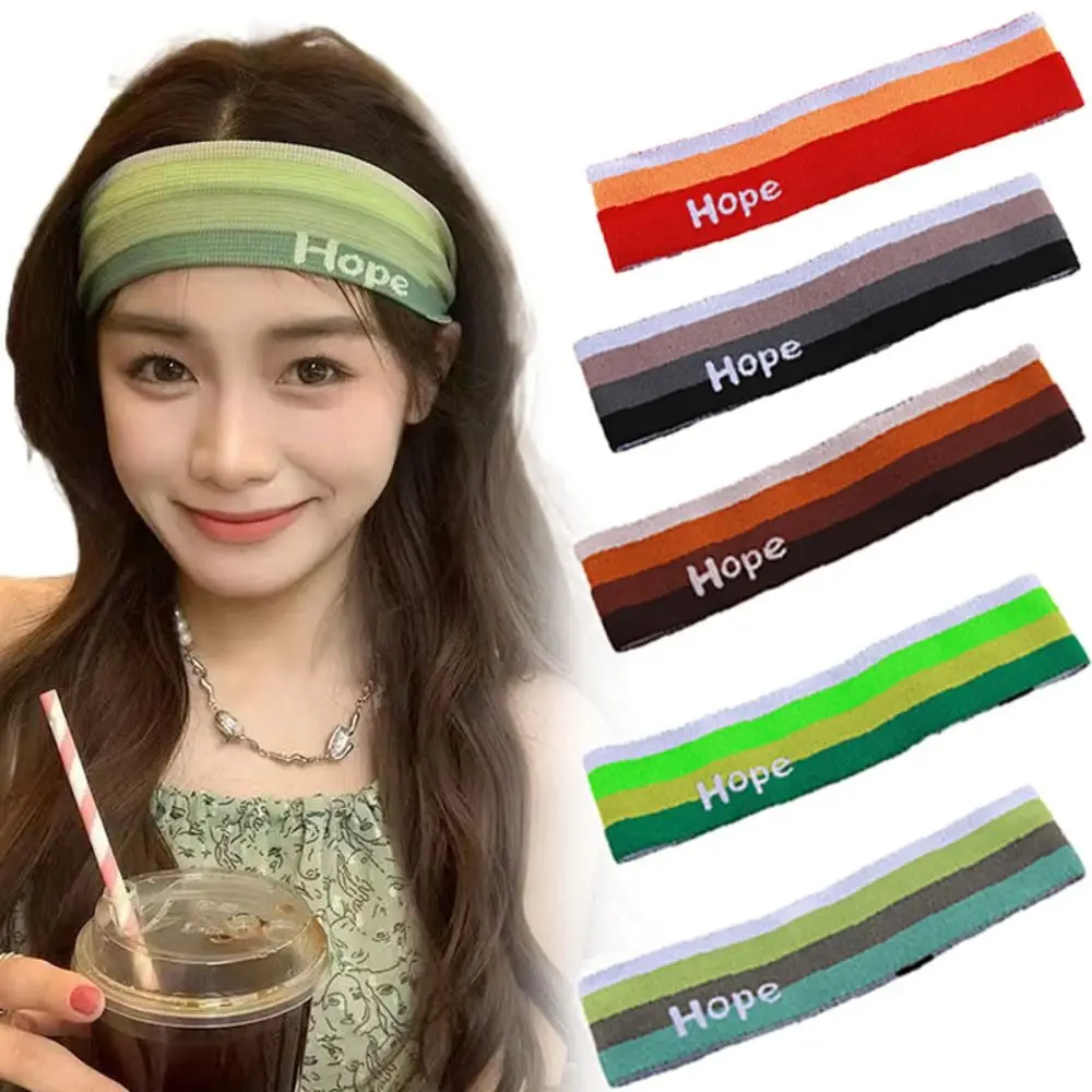 

Multicolor Yoga Sweat Headband Hip Hop Stripe Sweatabsorb Head Band Trend Street Dance Headscarf Sport Hair Bands Outdoor Sport