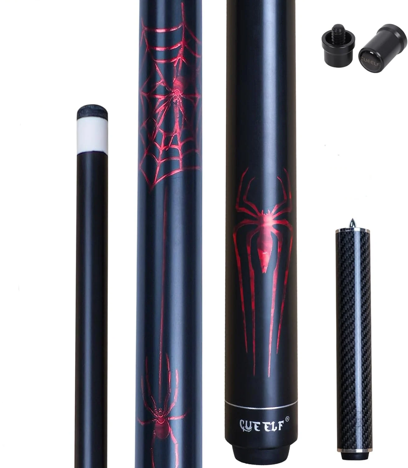 Pool Cue Stick 58 inch Spider Professional Billiard Pool Cue Tip 13mm Spray BlackPool Extension