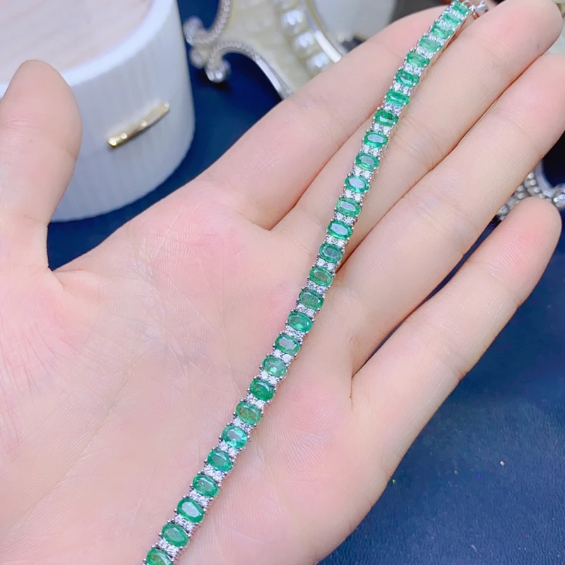 Natural Emerald Bracelet for women silver 925 jewelry luxury gem stones 18k gold plated free shiping items