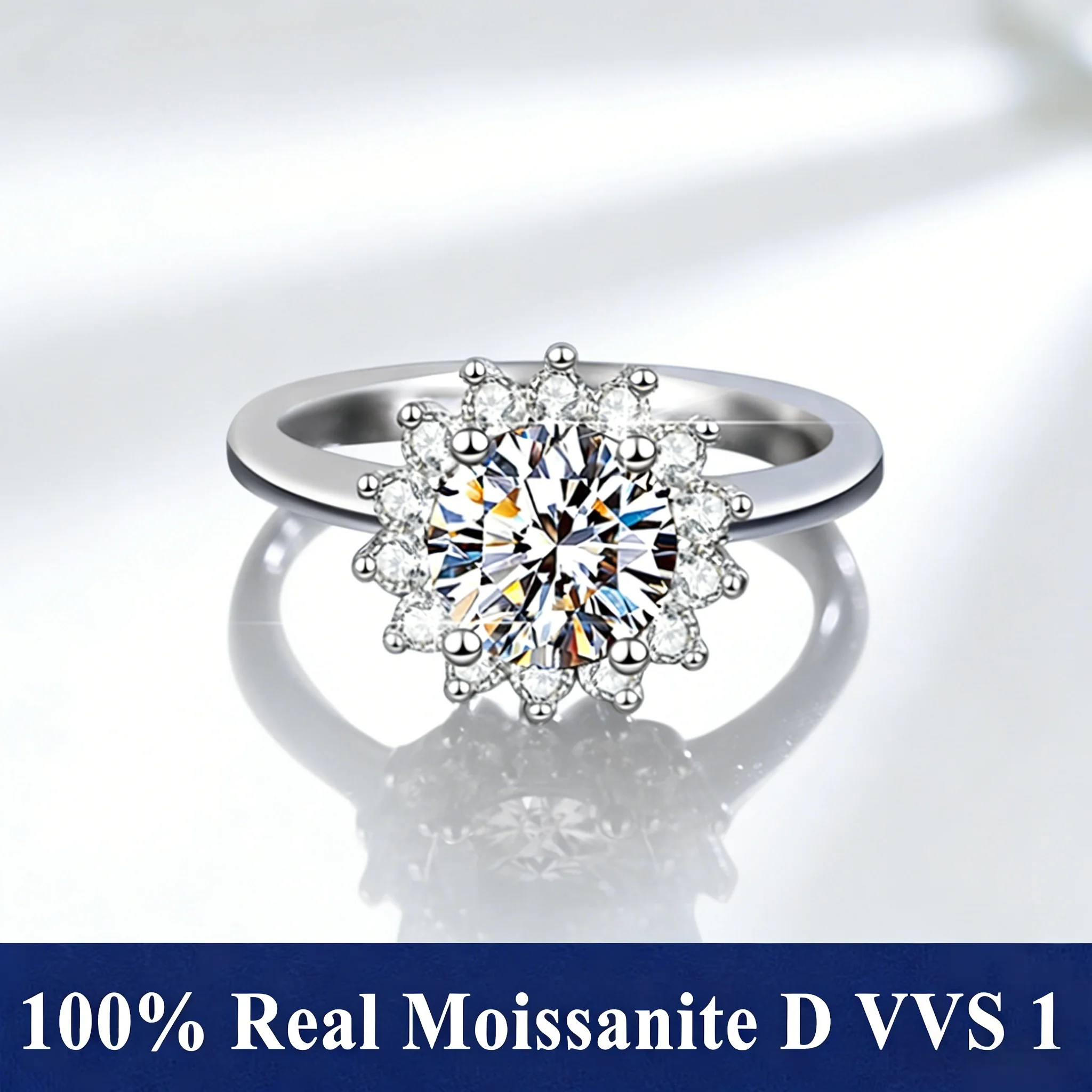 [Discount]D VVS Luxury Sunflower Shape Rings Luxury S925 Sterling Silver Fashion With GRA Certificate Women Gifts Gi