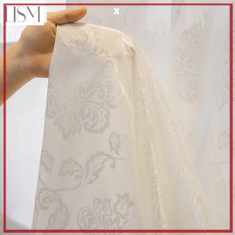 

European Embroidered Luxury White Tulle Sheer Curtains For Living Room Bedroom Dining Customize Thicken Decor
