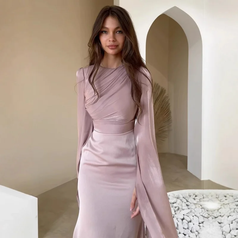 

Slim Waist Tie Long Sleeve Women's Dress Elegant Fashion European And American Spring New Style