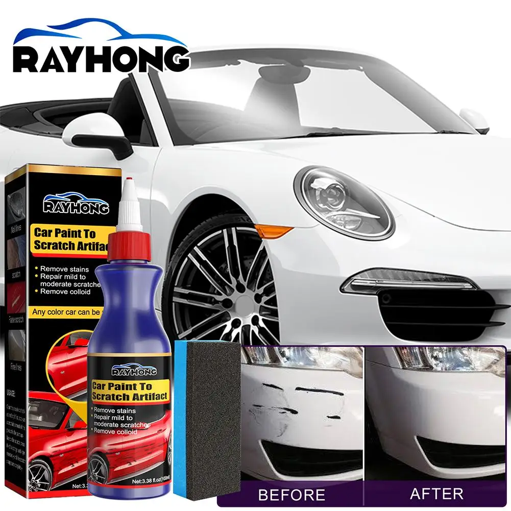 100ml Car Scratch Remover with Sponge Car Scratch Repair Wax Paint Scratch Repair Agent for Vehicles Car Paint Scratch Repa S6H0