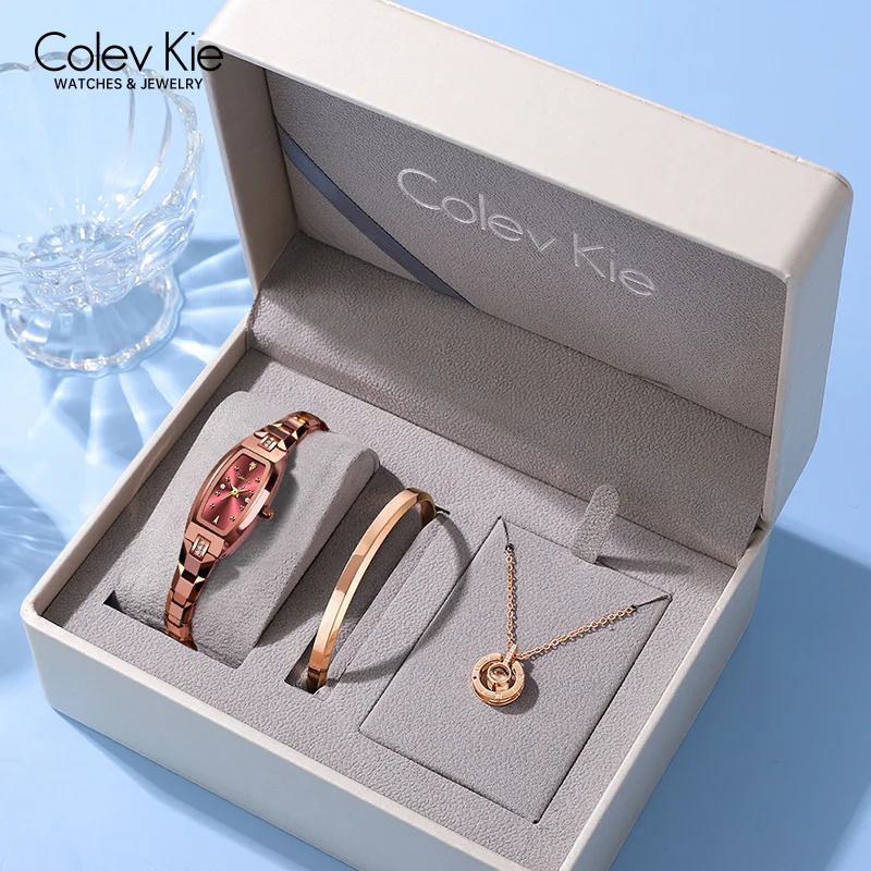 ColevKie Watch for Women Tungsten Steel Rose Gold Elegant Quartz Watches Waterproof Fashion Ladies Wirstwatch Female Gift Sets