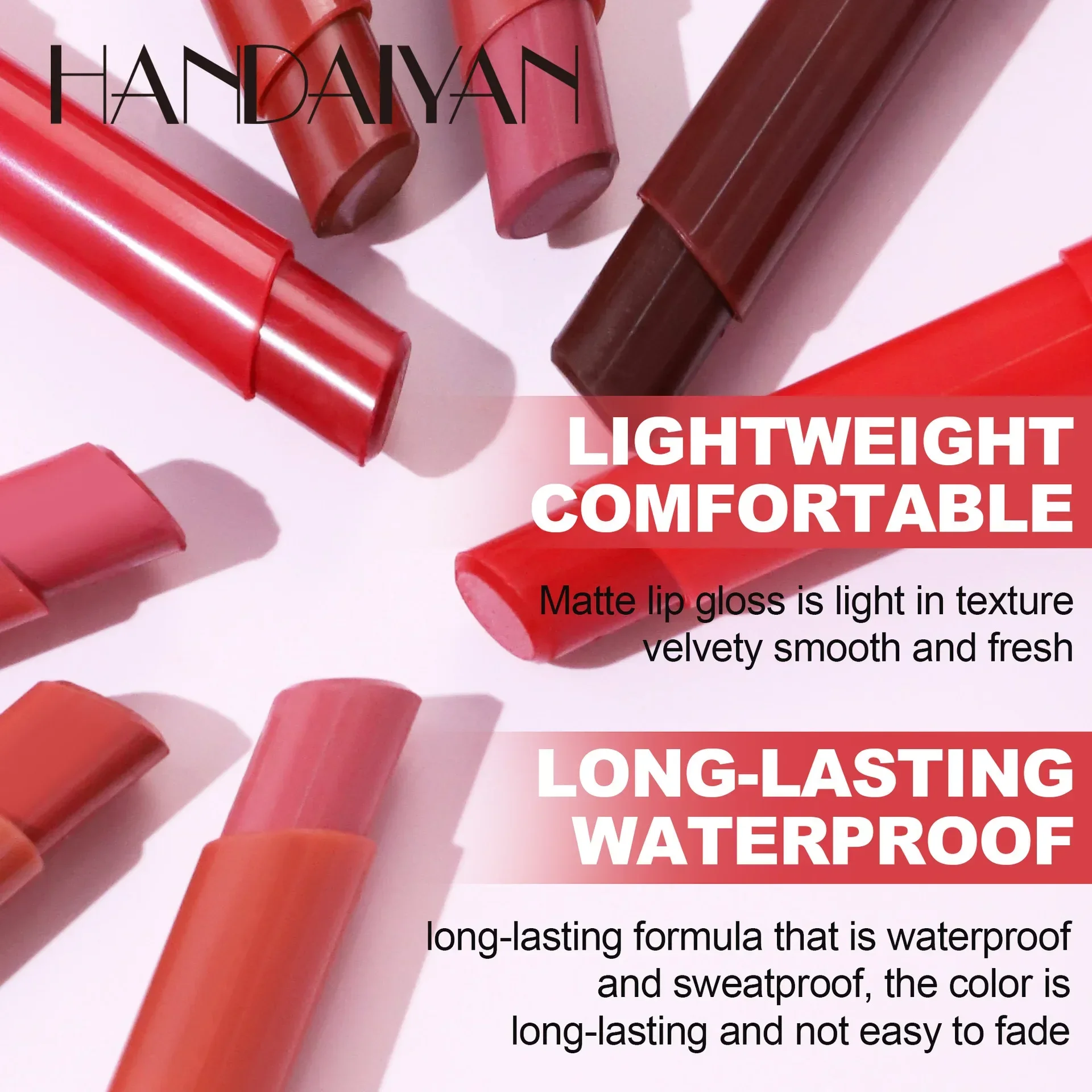 Heallor 8 Colors Sexy Matte Lipstick Waterproof Long Lasting Color Rendering Non-stick Velvet Lips Liner Pencil Woman Makeup Cos