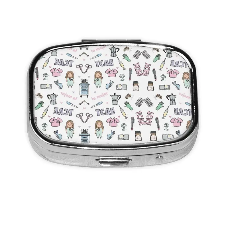 

Портативный прямоугольный металлический органайзер для таблеток Enfermera En Apuros: для кармана или сумки, для лекарств и витаминов