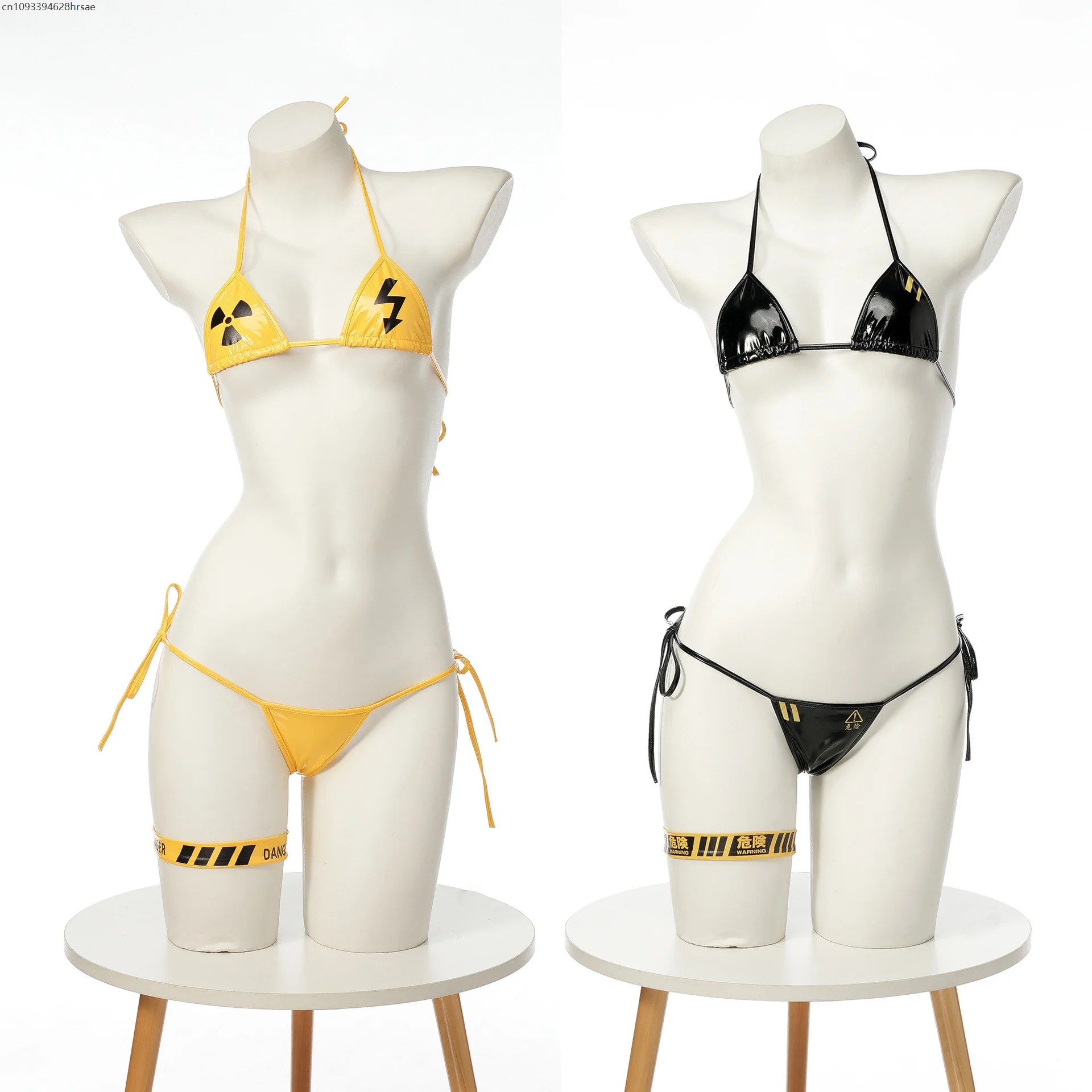 

CEENIU Cyber Punk Mecha Bikini Sexy Lingerie Cosplay Women Game Three Point Leather Underwear Swimsuit Costume
