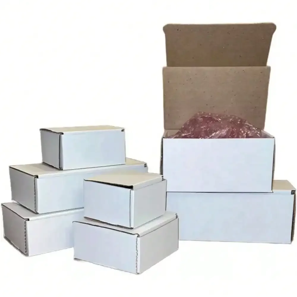 50 cajas de papel de cartón blanco 3x3x2, embalaje de correo, caja de envío, embalaje de cartón corrugado plegable corrugado para mover,