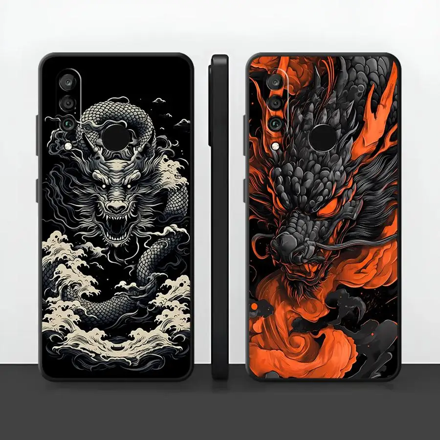 Case for Huawei P Smart 2019 P20 P40 Lite P20 Lite 2018 P30 P20 Pro Funda Phone Cover Wave Dragon Art