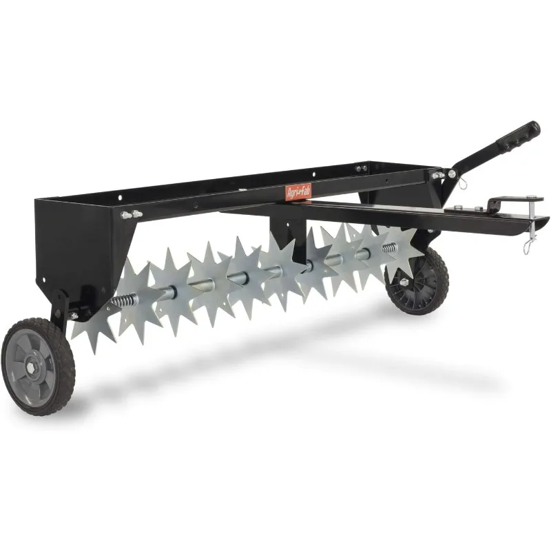 

Agri-Fab 45-0544 40 inch Tow Behind Spike Aerator for Aerating Lawns; 10 Galvanized Steel Spike Disks, Universal Hitch, Black
