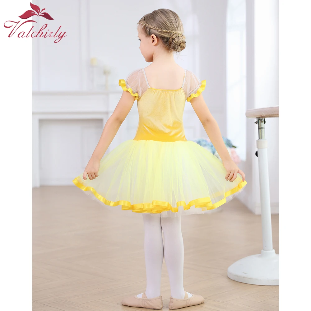 Golden Ballet Tutu para Meninas, Kids Dance Dress, Party Performance, Stage Dancewear, Roupa Nova