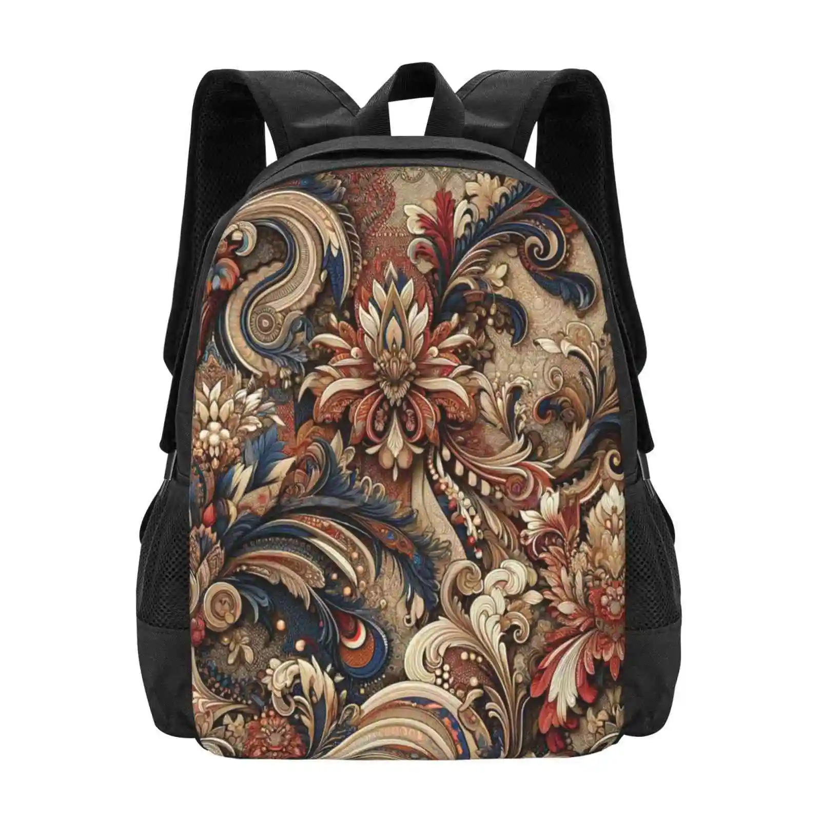 Baroque Flourish And Opulence Hot Sale Schoolbag Backpack Fashion Bags Baroque Flourish Opulence Ornamental Luxury Pattern