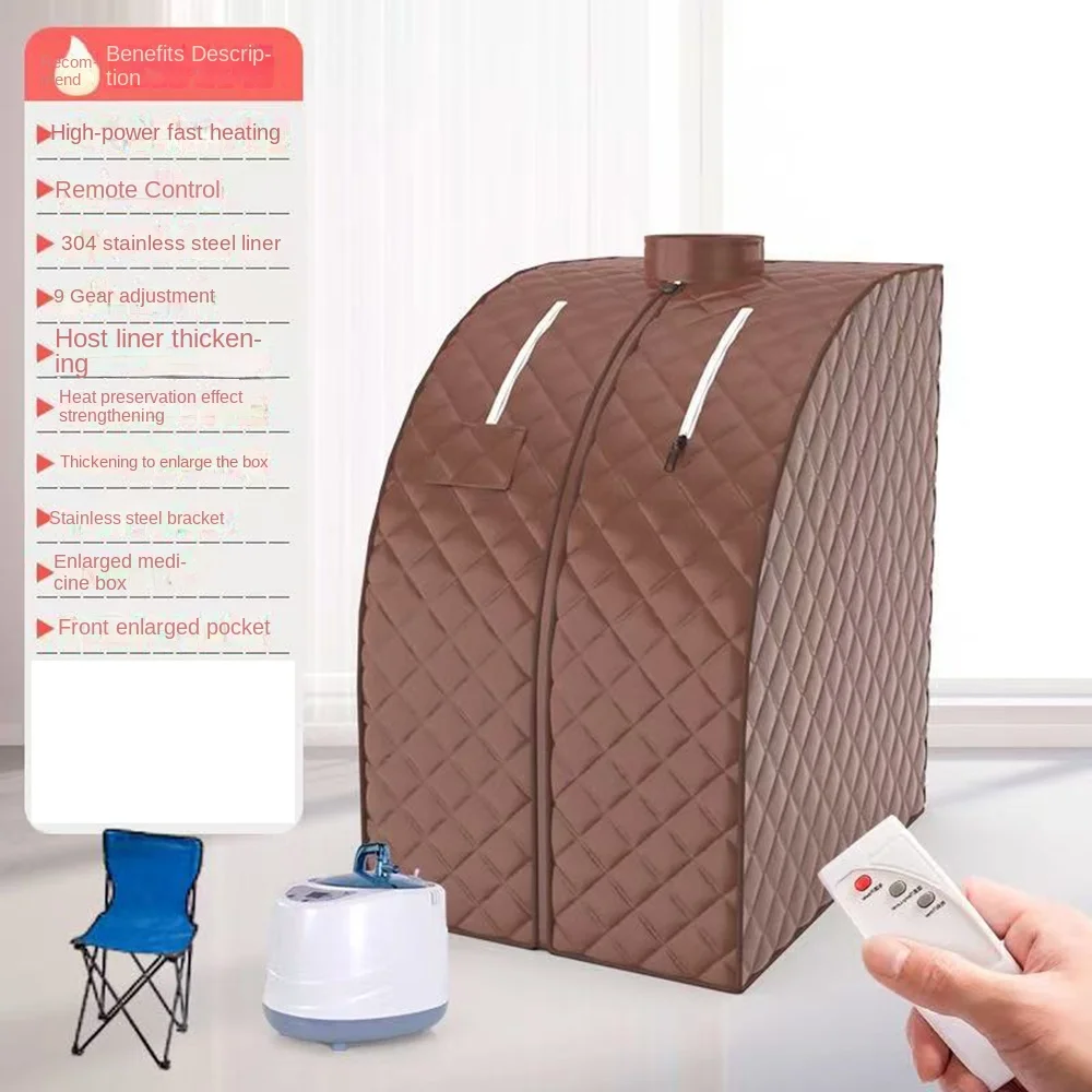 Ganzkörper-Dampfsauna-Set für zu Hause, 2 l, großer Dampftopf, Sauna für eine Person, Spa mit Zeit, Temperatur, Fernbedienung, Detox-Therapie