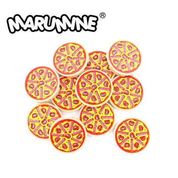 Marumine 30PCS Tile Round 2x2 Chesse Pizza 14769 Bricks Kitchen Accessories Compatible Printing Food