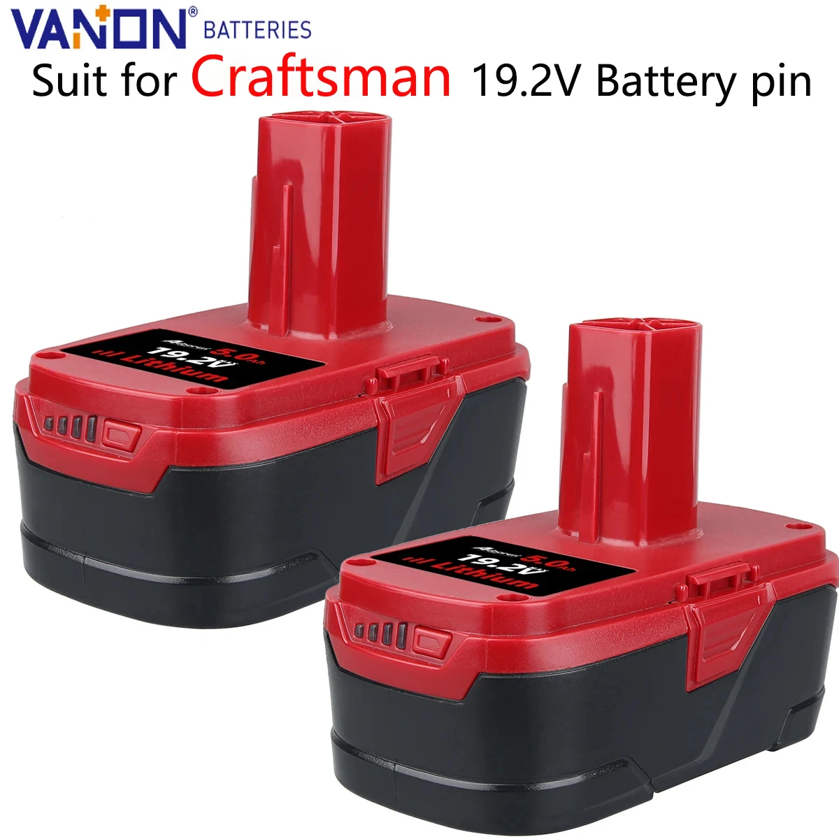

Vanon 2Pack C3 19.2V 5.0Ah Lithium Battery Replace for Craftsman 130279005 1323903 130211004 11375 11045 315.115410 Battery pin