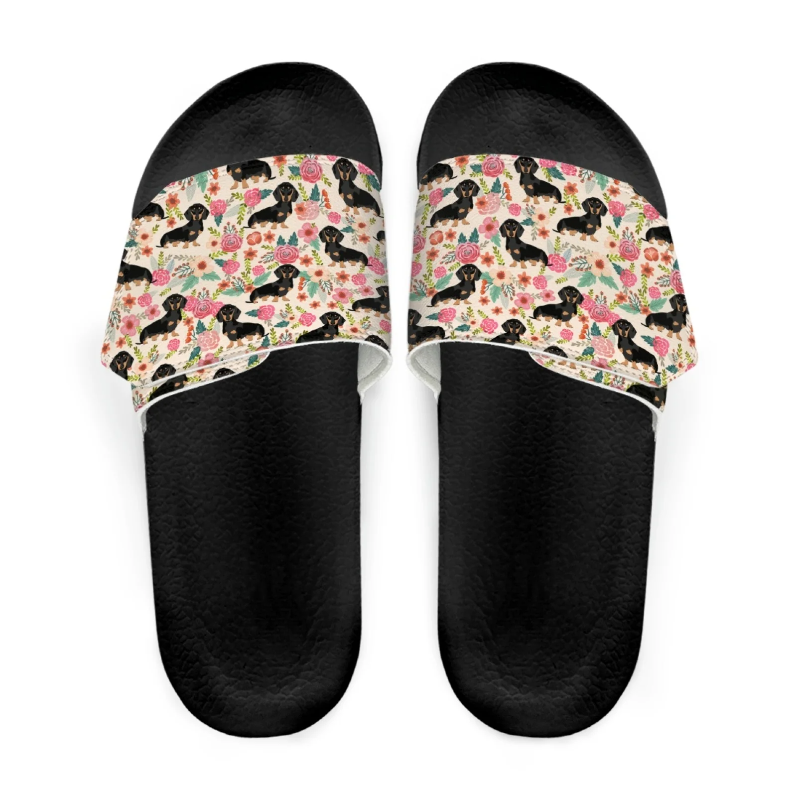 Summer Slippers for Women Men Cartoon Dachshund Dog Print Woman Slides Sandals Beach Shoes Ladies Flats Home Indoor Male Slipper