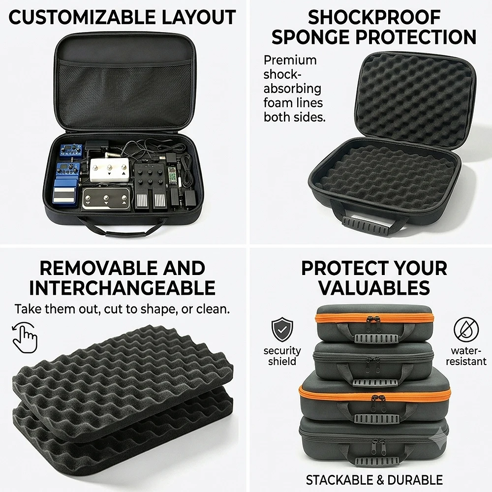 Camera Collection Bag With DIY Foam Zipper Box Shockproof Hard Storage Box Waterproof Travel Bags Outdoor Handware Tool Case