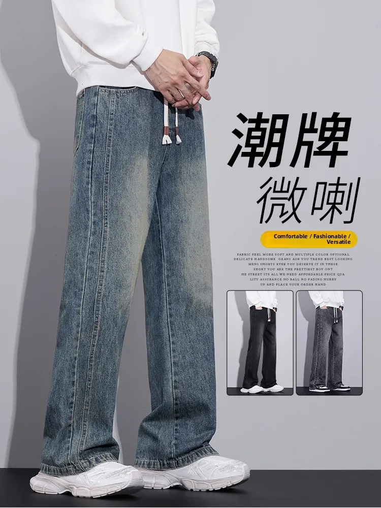 

Loose Fit Men's Jeans Casual Versatile Straight Leg Jeans Autumn Winter Faionable New Sle Multi-ket Mid-Waist Cotton D...