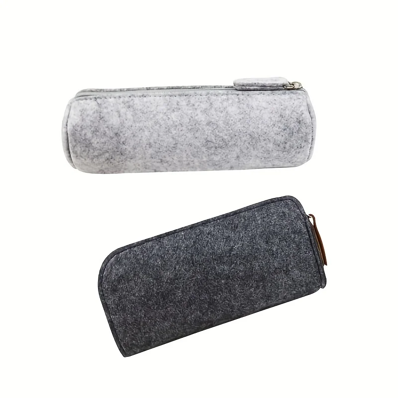 

2pc Creative Large Capacity Felt Stationery Pen Bag Fashion Zipper Pen Case Pen Bag