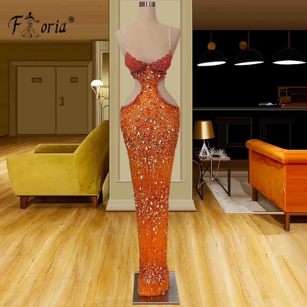 Gorgeous Evening Dress Mermaid Formal Occasion Dresses Spaghetti Beads Pearl Court Gown Prom Dress Tassel Stone Vestido De Noite