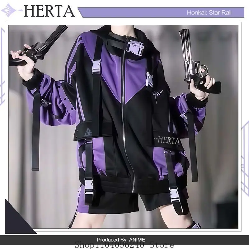 

Honkai: Star Rail The Herta аниме куртка с длинными рукавами пальто унисекс толстовка на молнии с капюшоном топ косплей костюм