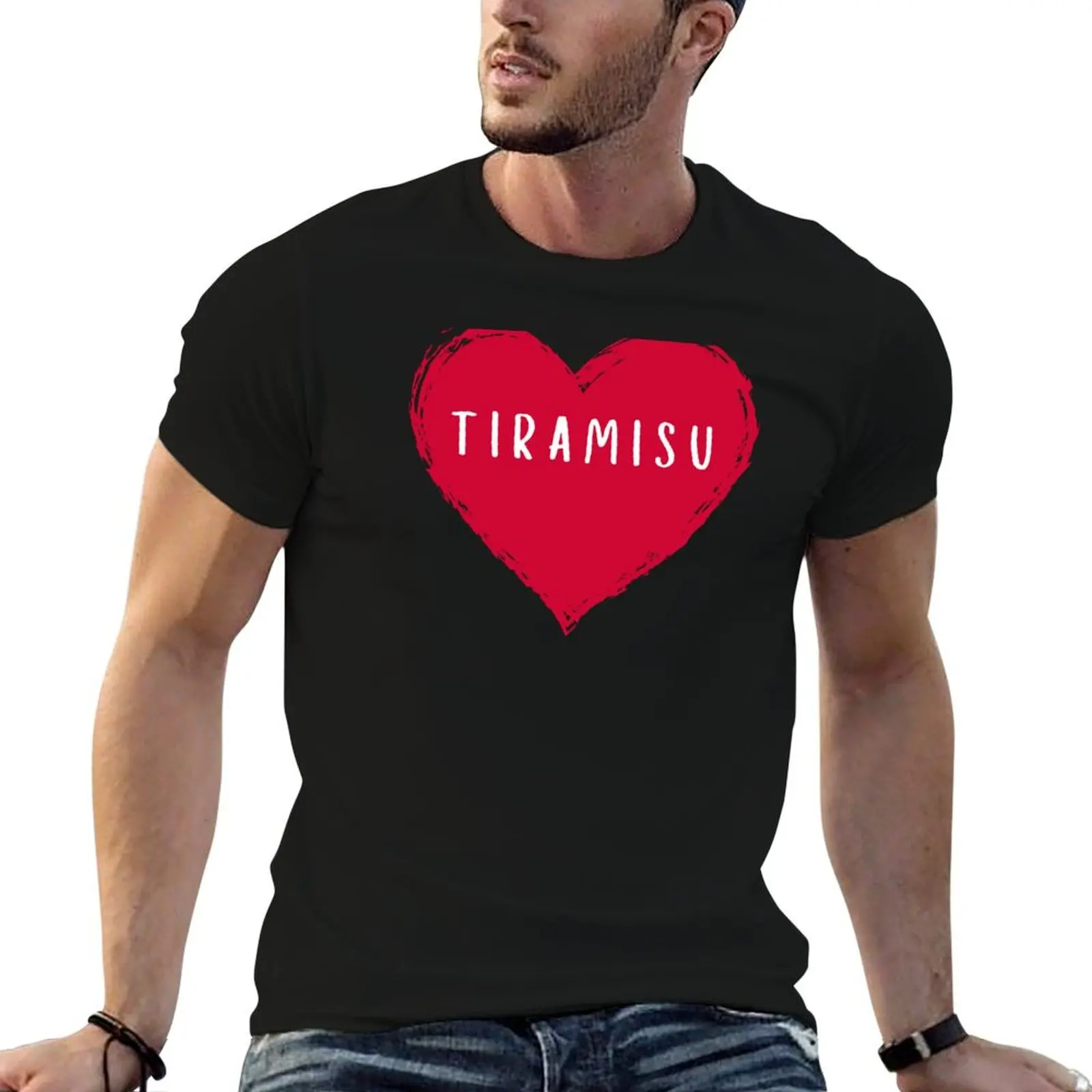 I Love Tiramisu - Cute and Adorable Dessert Tiramisu Text Design With a Heart T-Shirt vintage graphic tee mens designer t shirt