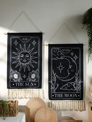 Black Sun Moon Tapestry Boho Bedroom Living Room Wall Decor Hanging Ornaments Aesthetic Room Decoration Crafts For Friend Gifts