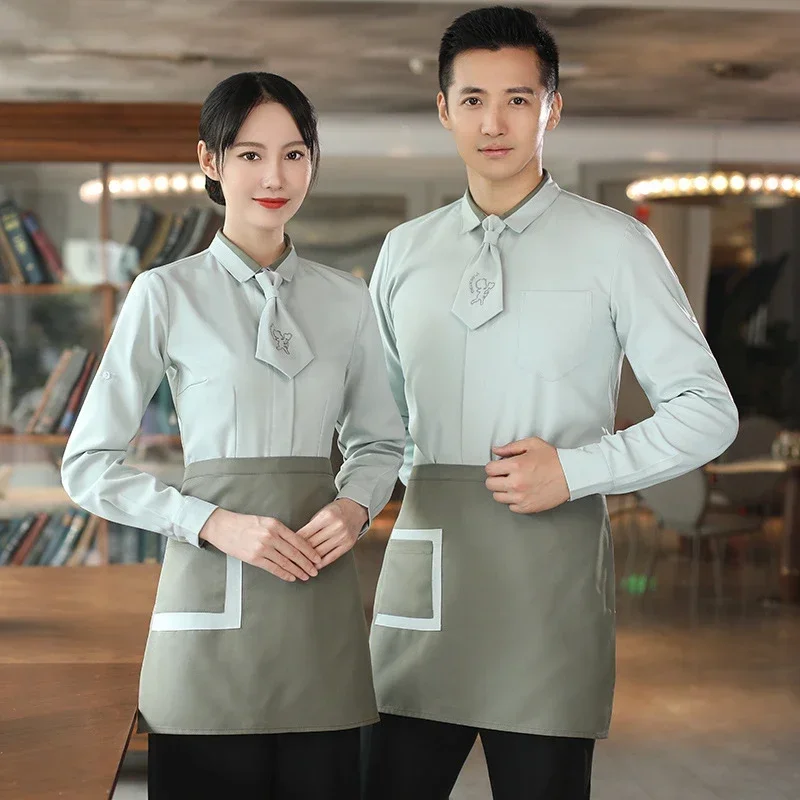 

Catering Waiter Uniform Hot Pot Food Service Staff Overalls Chef Jacket Fast-food Waiter Uniforms Hotel Cleaning Cook Clothing