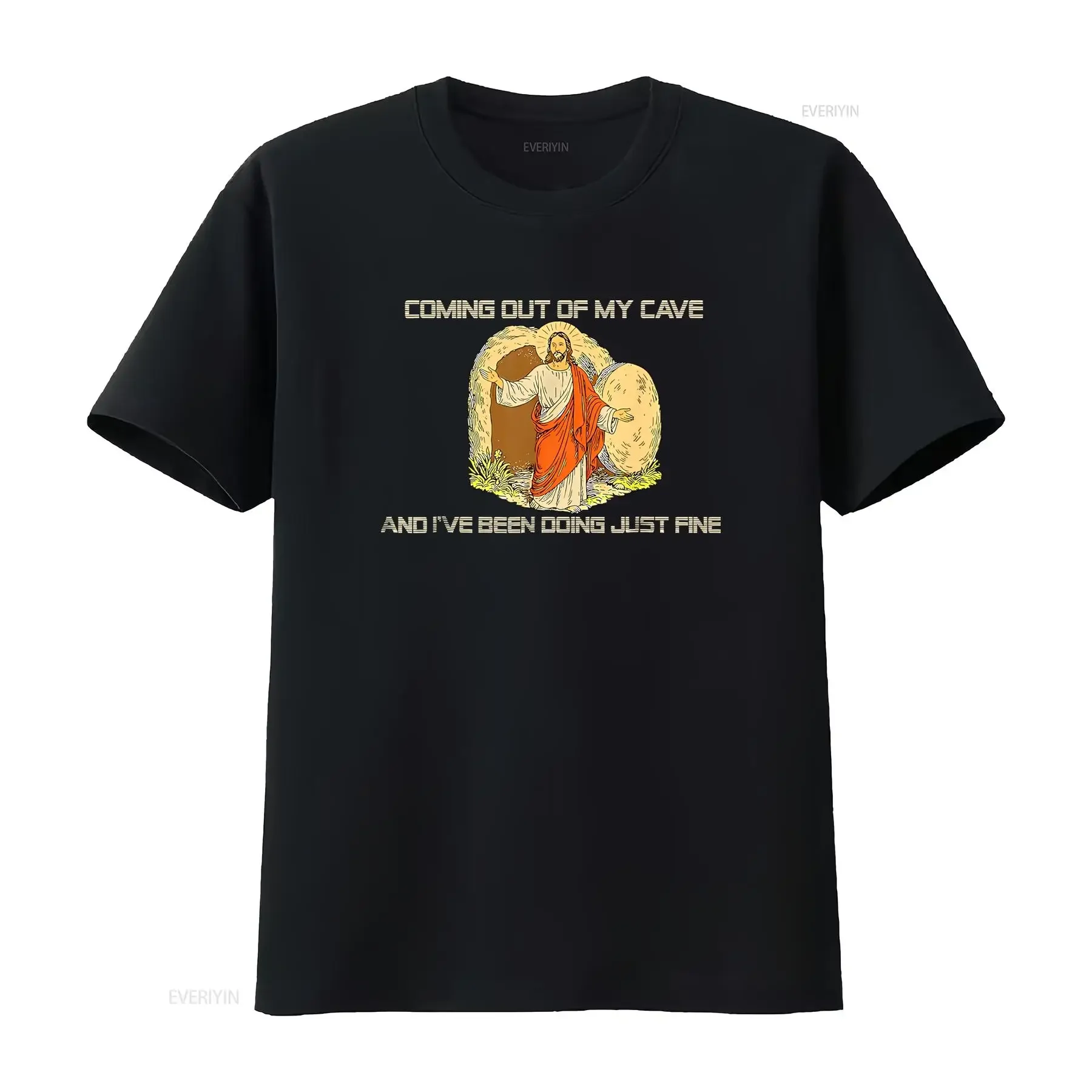 Jesus Coming Out Of My Cave And I've Been Doing Just Fine T Shirt vintage Washed Versatile graphic Slightly Unisex Casual Soft